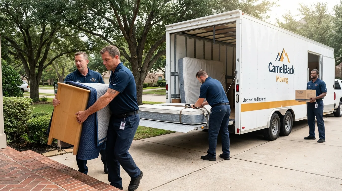 Crew loading residential truck for cross-state move from Fayetteville, GA
