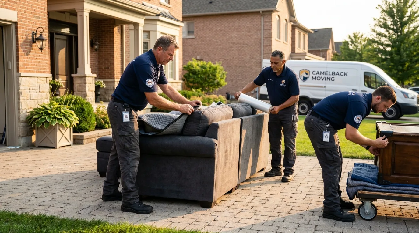 Large estate moving crew wrapping furniture in Fayetteville, GA